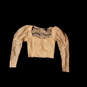 Lace puff sleeve top